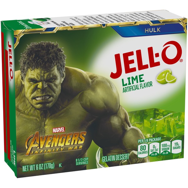 Marvel Avengers Infinity War Jello Spider-Man Cherry and Hulk Lime Jell-O Mixes