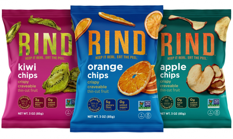 Rind orange, kiwi, and apple fruit chips 