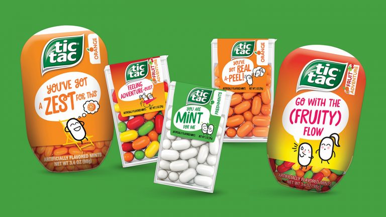 Tic Tac featuring positive pun messages on packaging