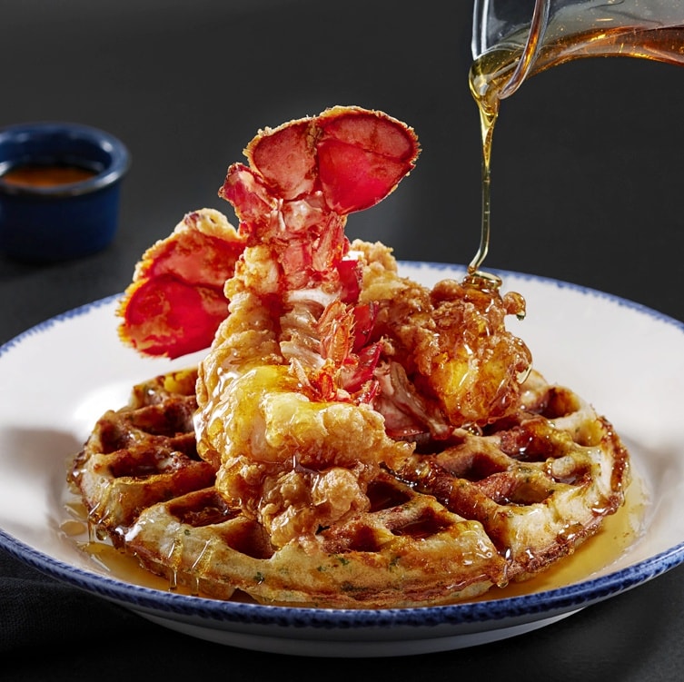 Lobsters on waffles