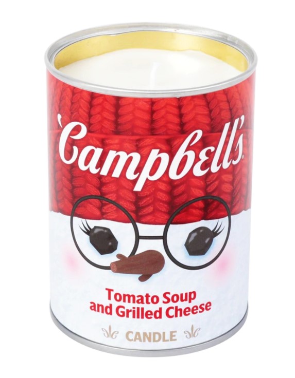 There is nothing like the sweet aroma of Campell's soup when entering from the cold.  Why not capture that scent with a candle? Get your limited-edition scented candles: Tomato Soup & Grilled Cheese and Chicken Noodle Soup from CAMP.