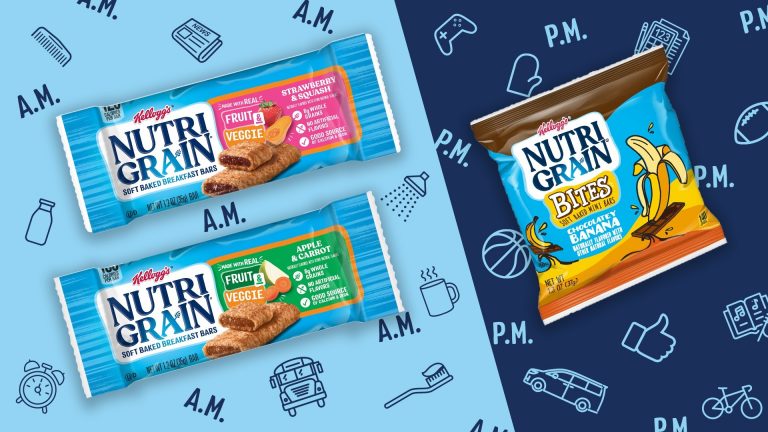 Kellogg’s Nutri-Grain is helping parents come prepared for breakfast and snack-time with three new flavor mashups: Strawberry & Squash and Apple & Carrot Nutri-Grain soft-baked breakfast bars and Chocolatey Banana Nutri-Grain Bites
