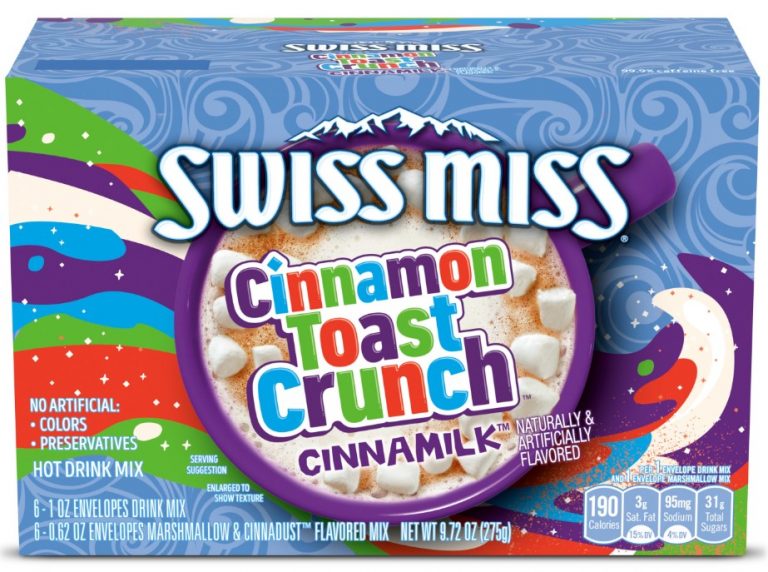 Swiss Miss collaborating with General Mills Cinnamon Toast Crunch to introduce a new Swiss Miss Cinnamon Toast Crunch Cinnamilk hot drink mix