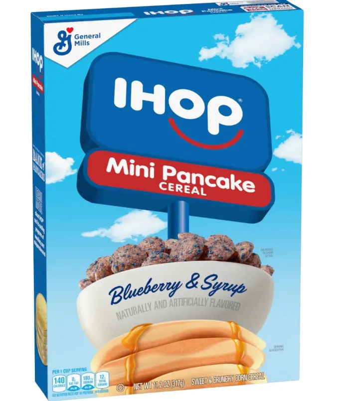 New General Mills Ihop Mini Pancake Blueberry and Syrup cereal