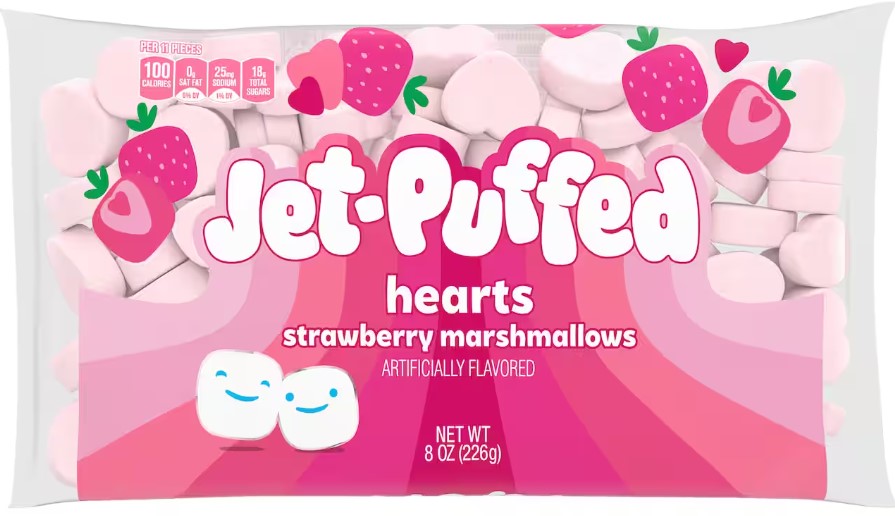 Jet-Puffed marshmallow strawberry hearts