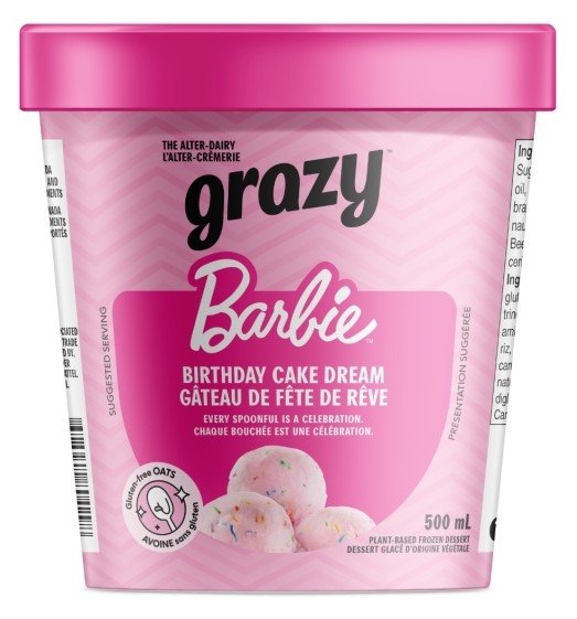 Mattel teams up with Grazy, a Quebec-based food company, to create a unique vegan ice cream flavor in honor of the 65th anniversary of the iconic Barbie doll.