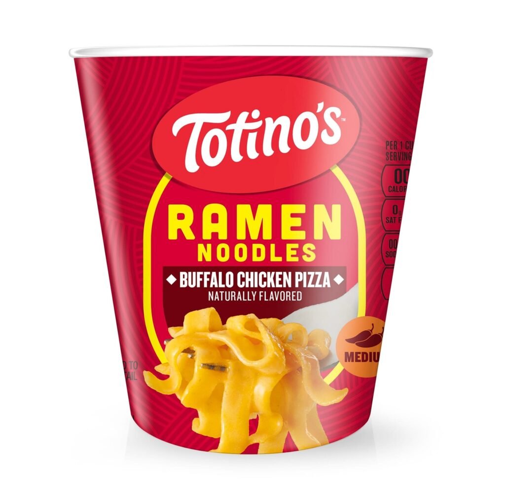 Totino’s introduces new Pizza-Flavored Ramen in Cheese and Buffalo Chicken varieties! A bold fusion of pizza and instant noodles, available at Walmart in March.